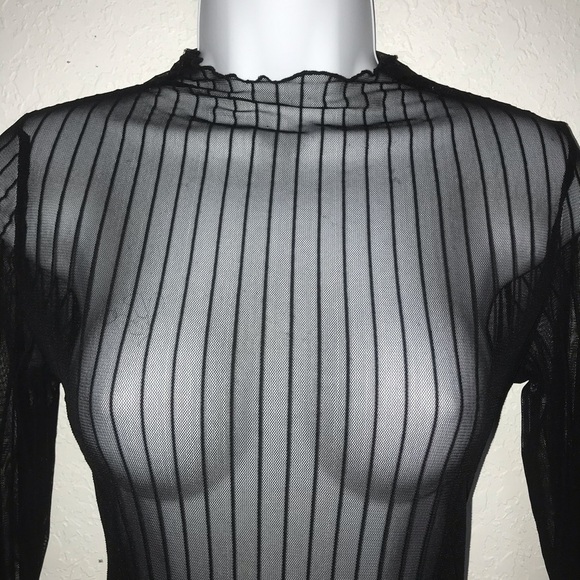 Project Runway Sheer Sexy Stretch Sheer Mesh Long Sleeve Top S - Picture 5 of 8